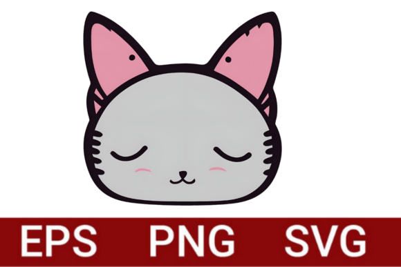 Adorable Sleeping Cat Face Illustration