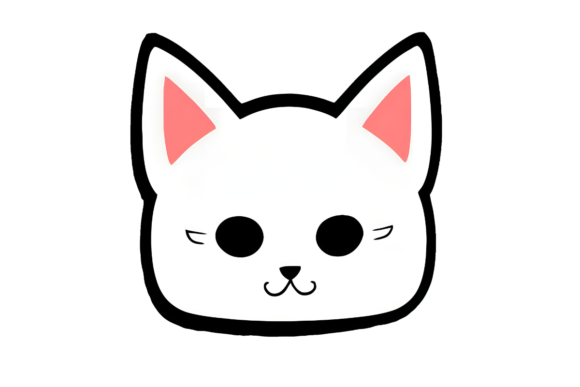 Cartoon Smiling Cat Face