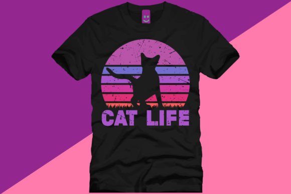 CAT LIFE VINTAGE RETRO T SHIRT DESIGN