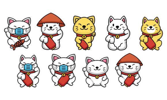 Cute Cat Maneki Neko Cartoon Design