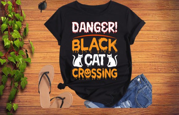 Danger Black Cat Crossing Design
