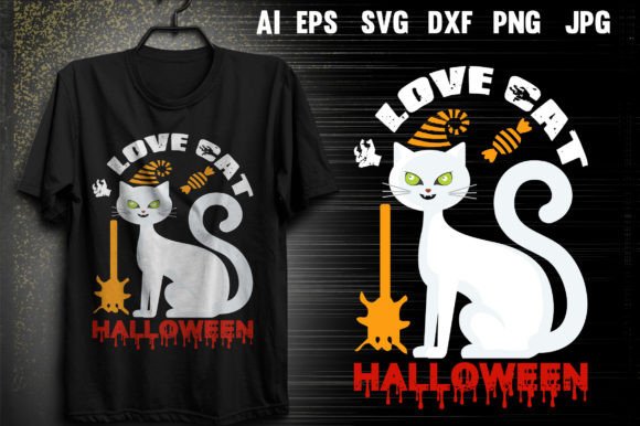 Love Cat Halloween T-shirt Design