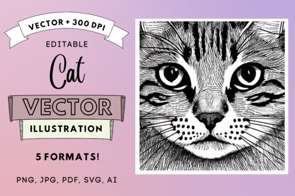 Nursery Cat Vector Illustration 300dpi