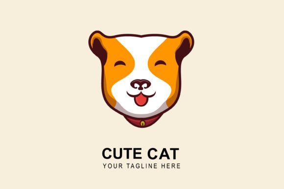 Pet Logo Cute Cat Head Design