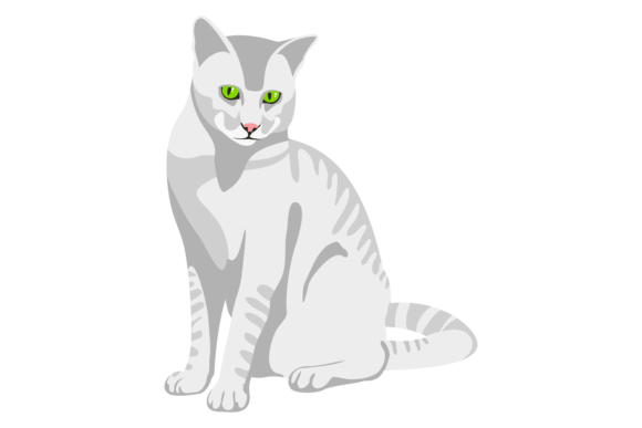 Striped Cat Icon. Cute Sitting Pet Anima