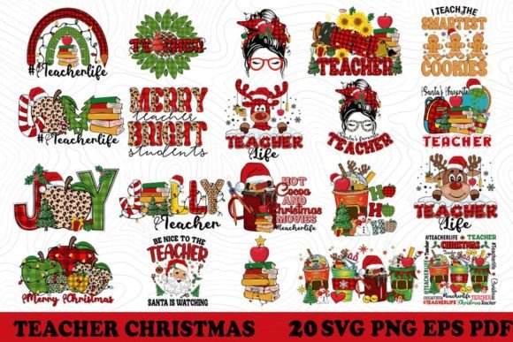 Teacher Christmas SVG PNG Bundle