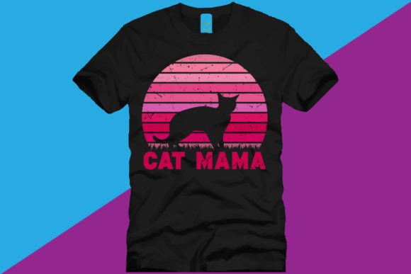 Vintage Cat Mama T Shirt Design